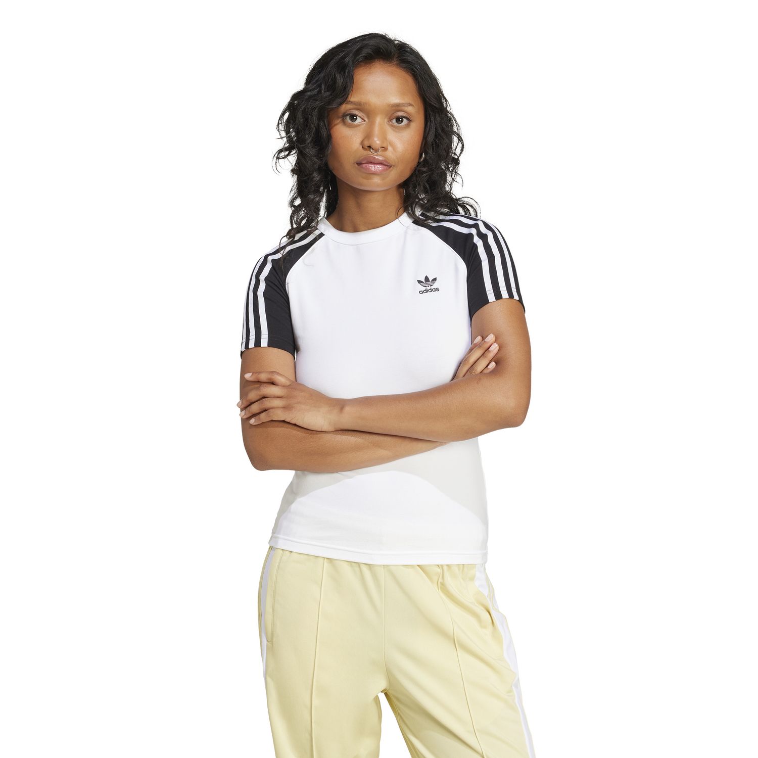 Adidas 3S slim tee white/black