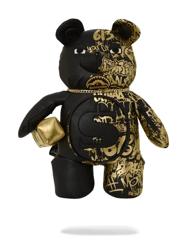 ZAINO SPRAYGROUND HALF GRAFF GOLD BEAR BACKPACK NERO ZAINO SPRAYGROUND HALF GRAFF GOLD BEAR BACKPACK NERO
