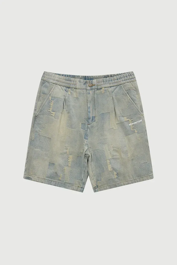Acupuncture Patch work shorts blue