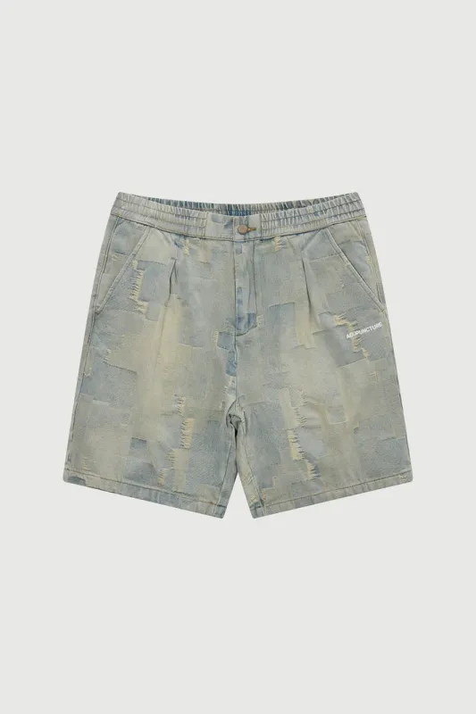 Acupuncture Patch work shorts blue