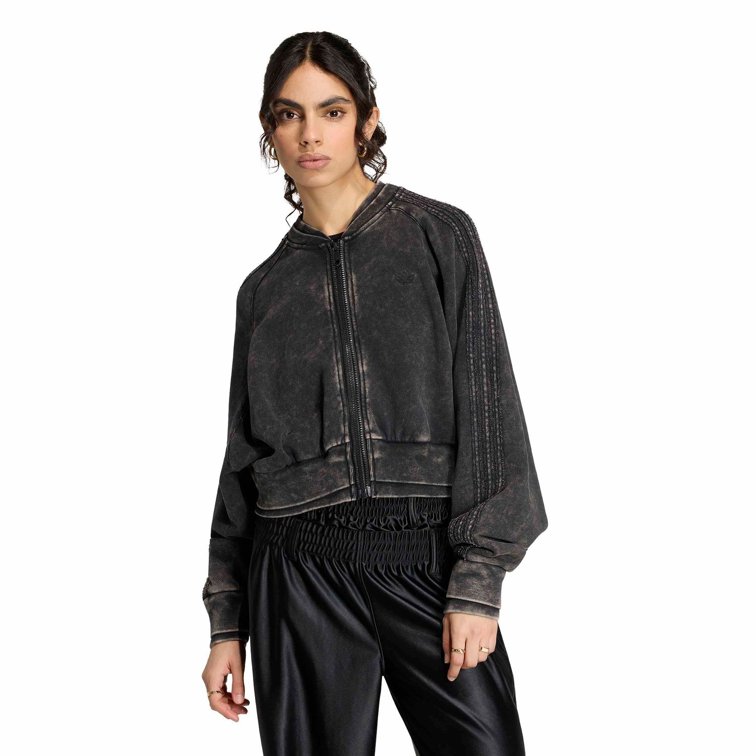 Adidas SST double layered cropped track top black