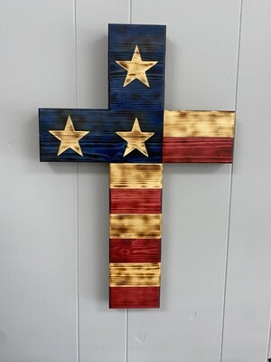 Wooden American Flag Crosses