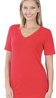 ZENANA COTTON V-NECK SHORT SLEEVE T-SHIRTS