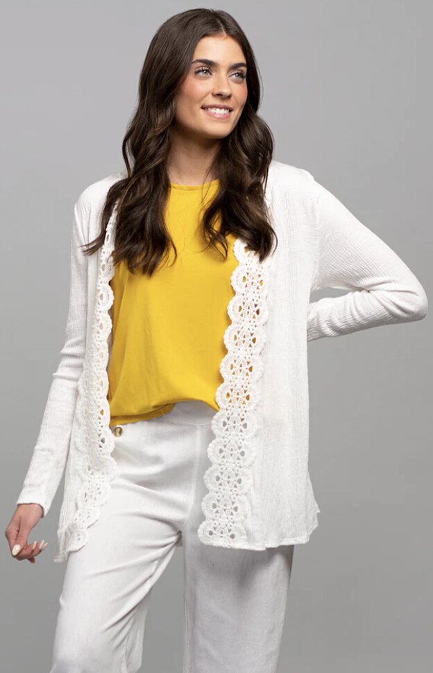 Scalloped Open Front Cardigan