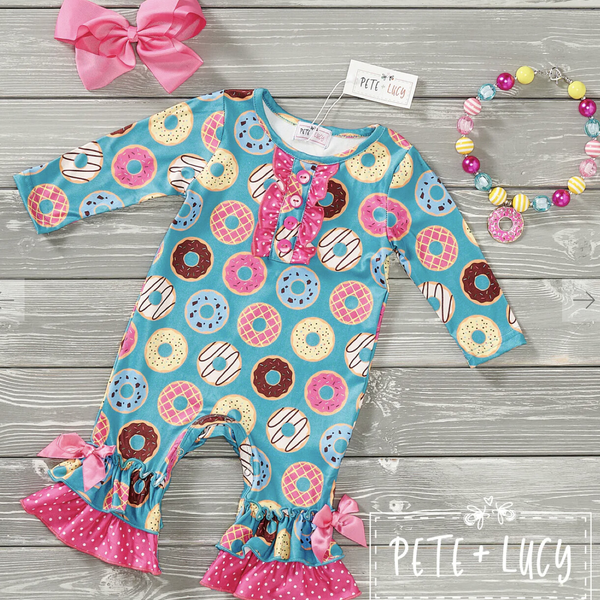 Pete and Lucy “Donuts for All” Infant Romper 