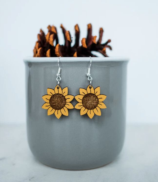 Hello Happiness Petite Dangle Sunflower Earrings