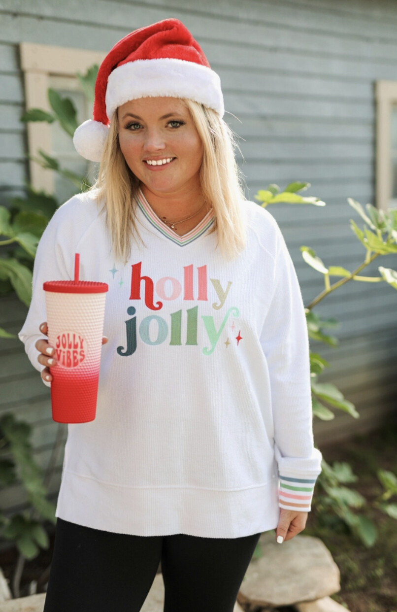 Jadelynn Brooke Holly Jolly Embroidery top