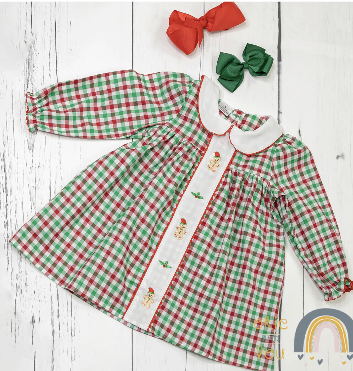 Okie and Lou Holiday Gingham Long Sleeve dress