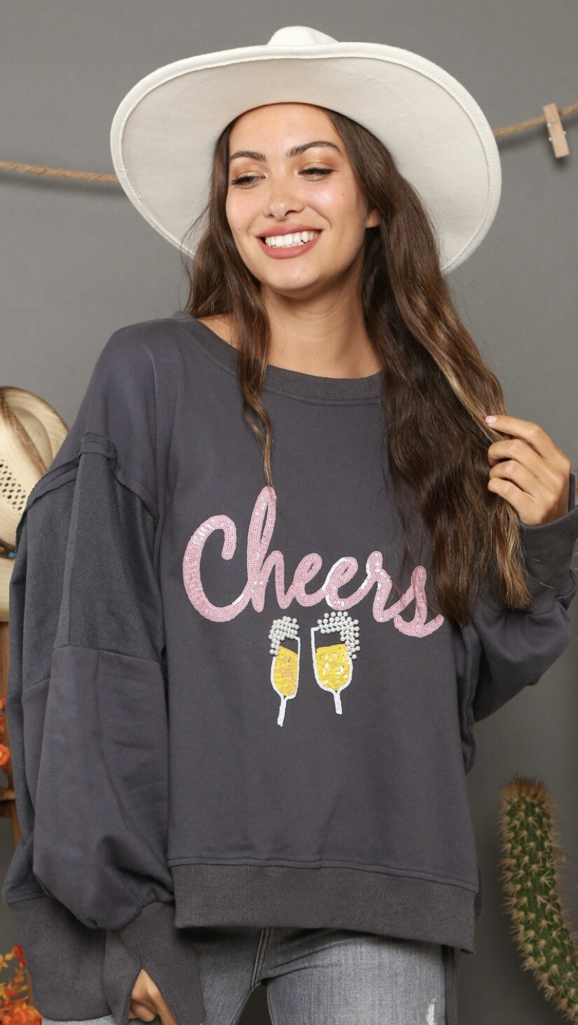 Cute Cheers Patch Oversize Sweatshirt