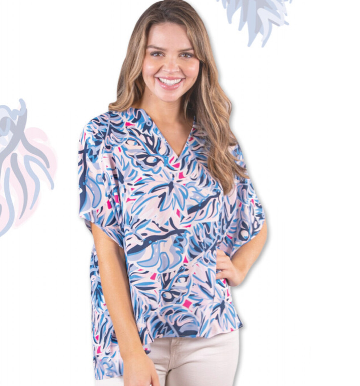 Simply Southern Drape Blouse-Leaf