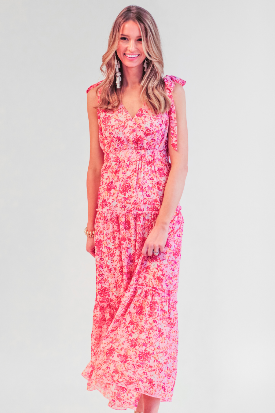 Jess Lea Sage Floral Ruffle Maxi Dress