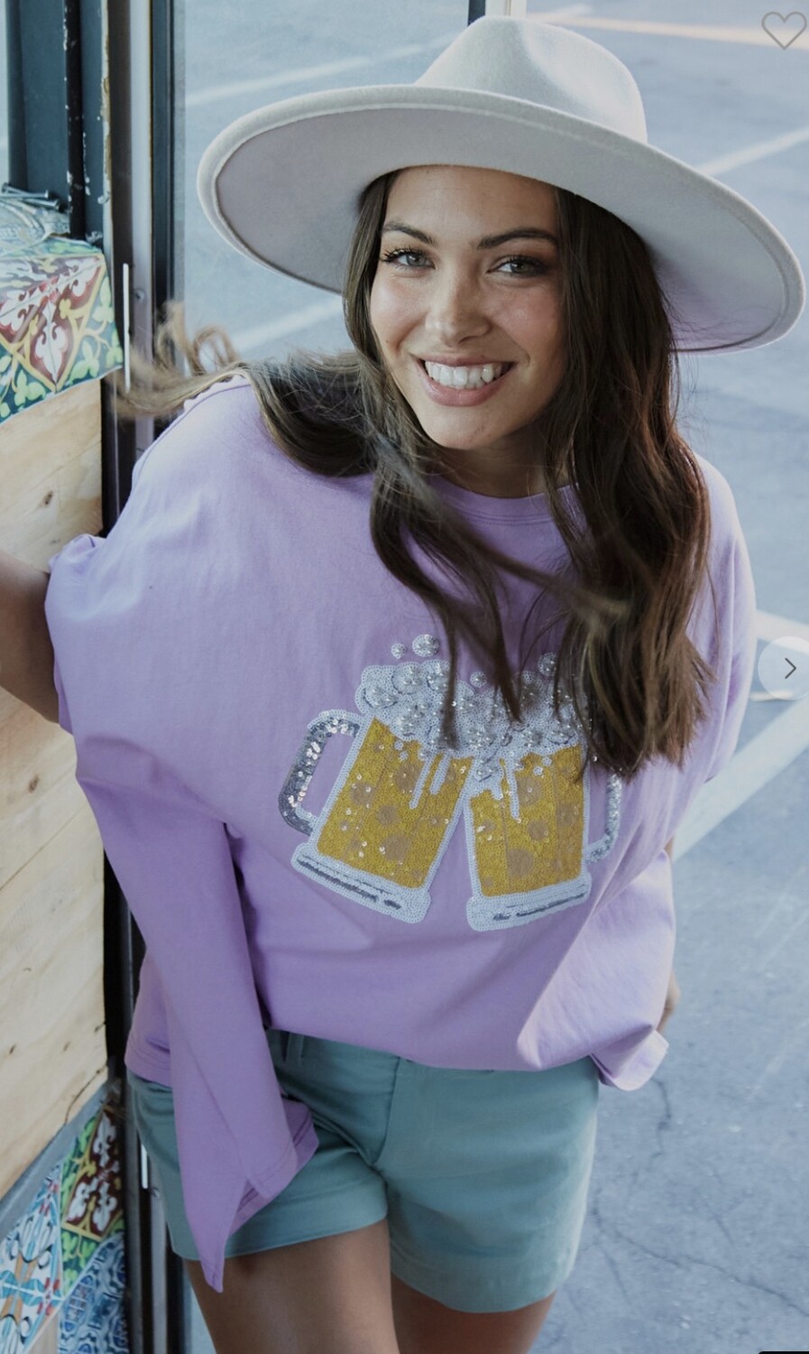 Beer Cheers Sequin loose fit top