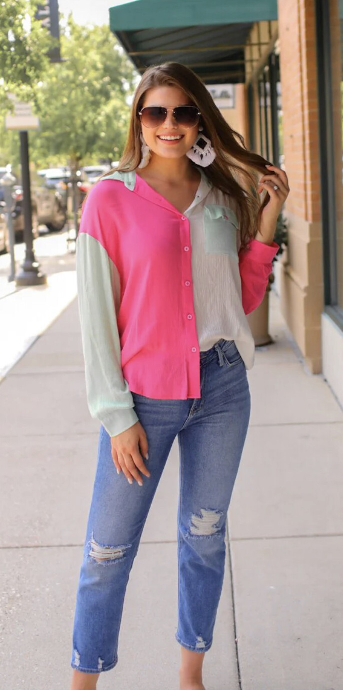 Jess Lea Kylan Color block blouse