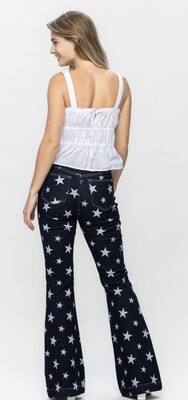 Judy Blue High Waist All Over Star Print Flare