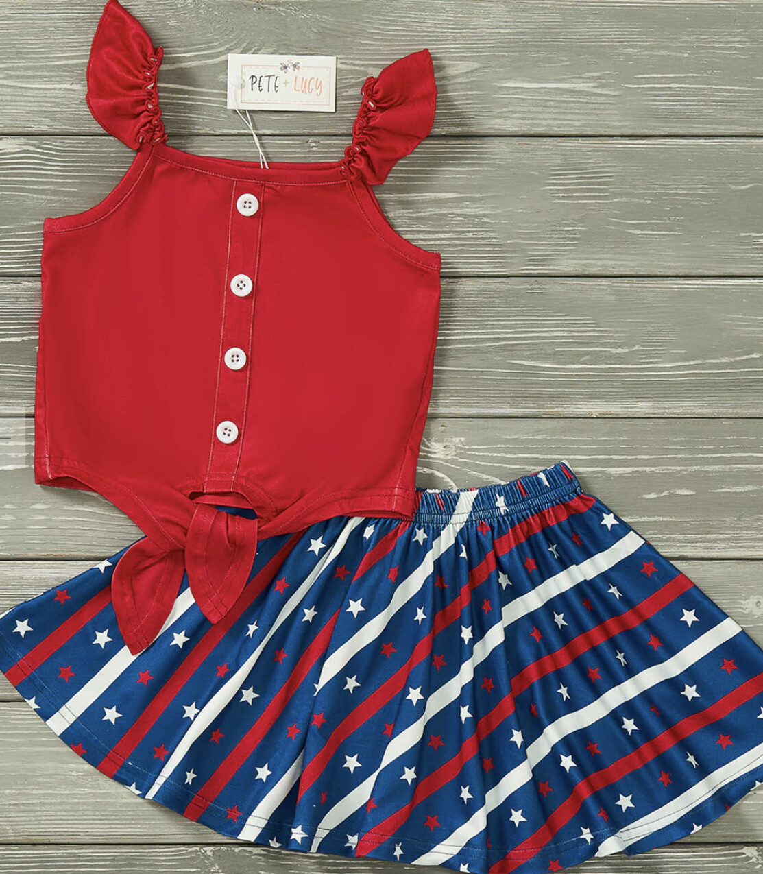 Pete and Lucy Stars and Stripes skirt set
