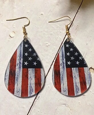 American Flag Wood Earrings
