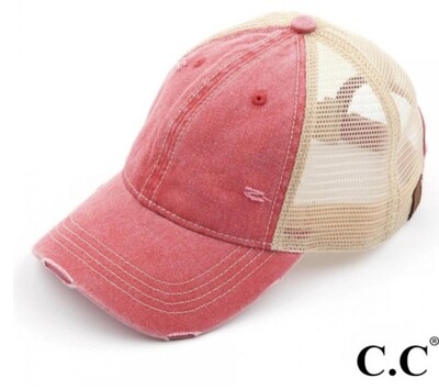 CC  Vintage Distressed Baseball Cap with Mesh Back