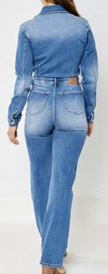 Judy Blue HW Denim Long Sleeve Jumpsuit