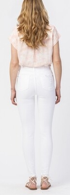 Judy Blue MID-RISE PLUS WHITE DESTROYED SKINNY