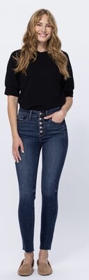Judy Blue HR Button Fly cut off skinny jeans 