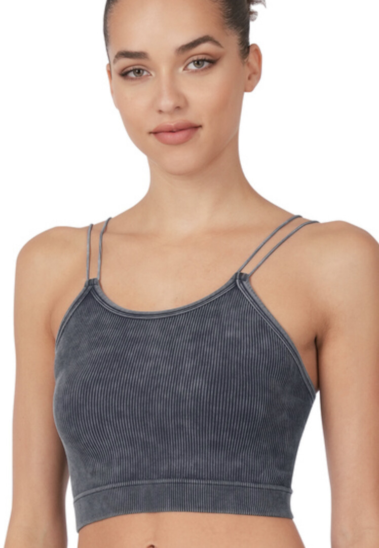 Zenana Washed ribbed Seamless Double Strap Brami