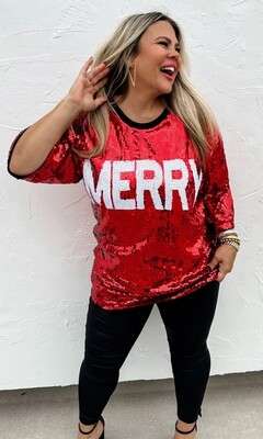 Merry and Joy Sequin Top