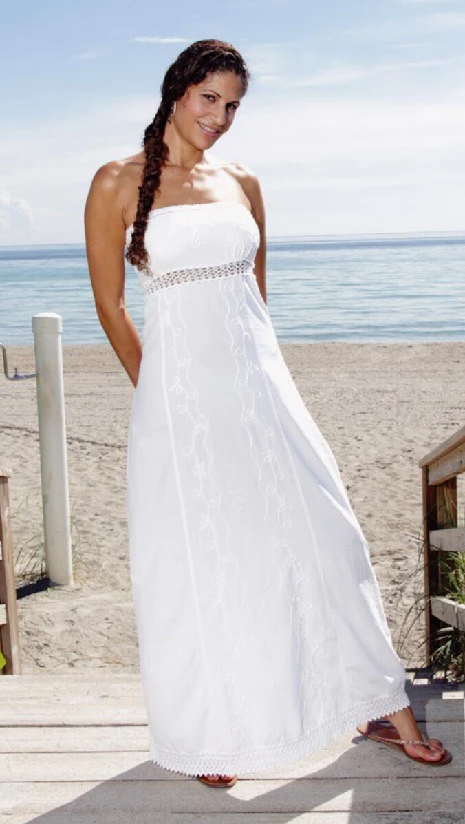 "Come go with Me" Strapless Embroidered Maxi Dress