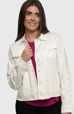 Classy Frayed Denim Jacket-white