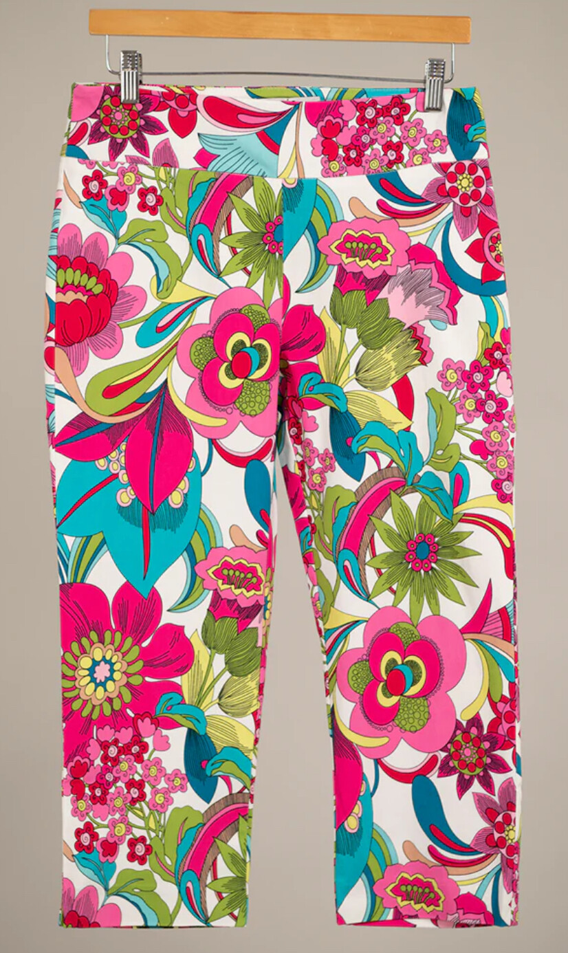 ERIC CASUAL Straight Leg Printed Millennium Capri