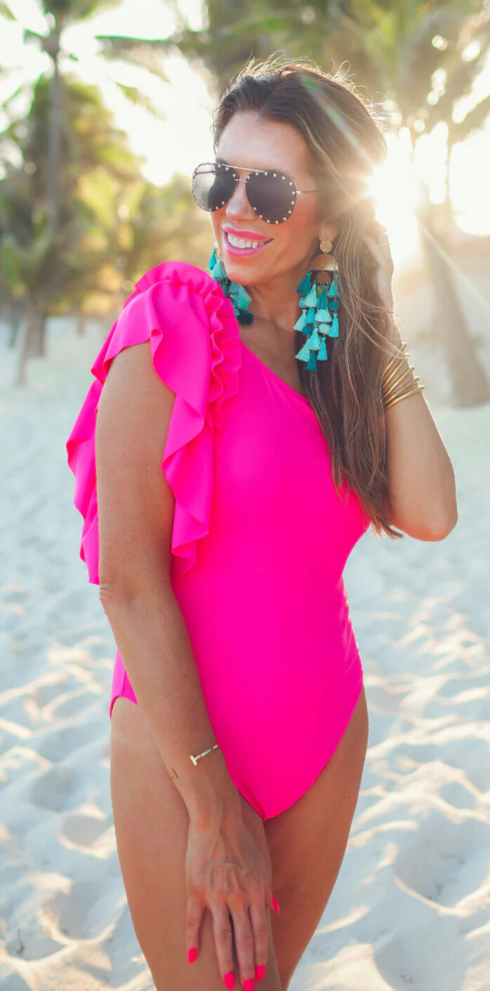 Santorini Summer Ruffle One Piece Swimsuit