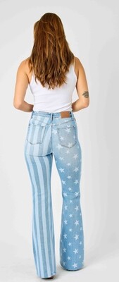 Judy Blue HW Stars &amp; Stripes Bleach Discharge Flar