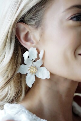 Canvas Chloe Resin Flower Statement Earrings