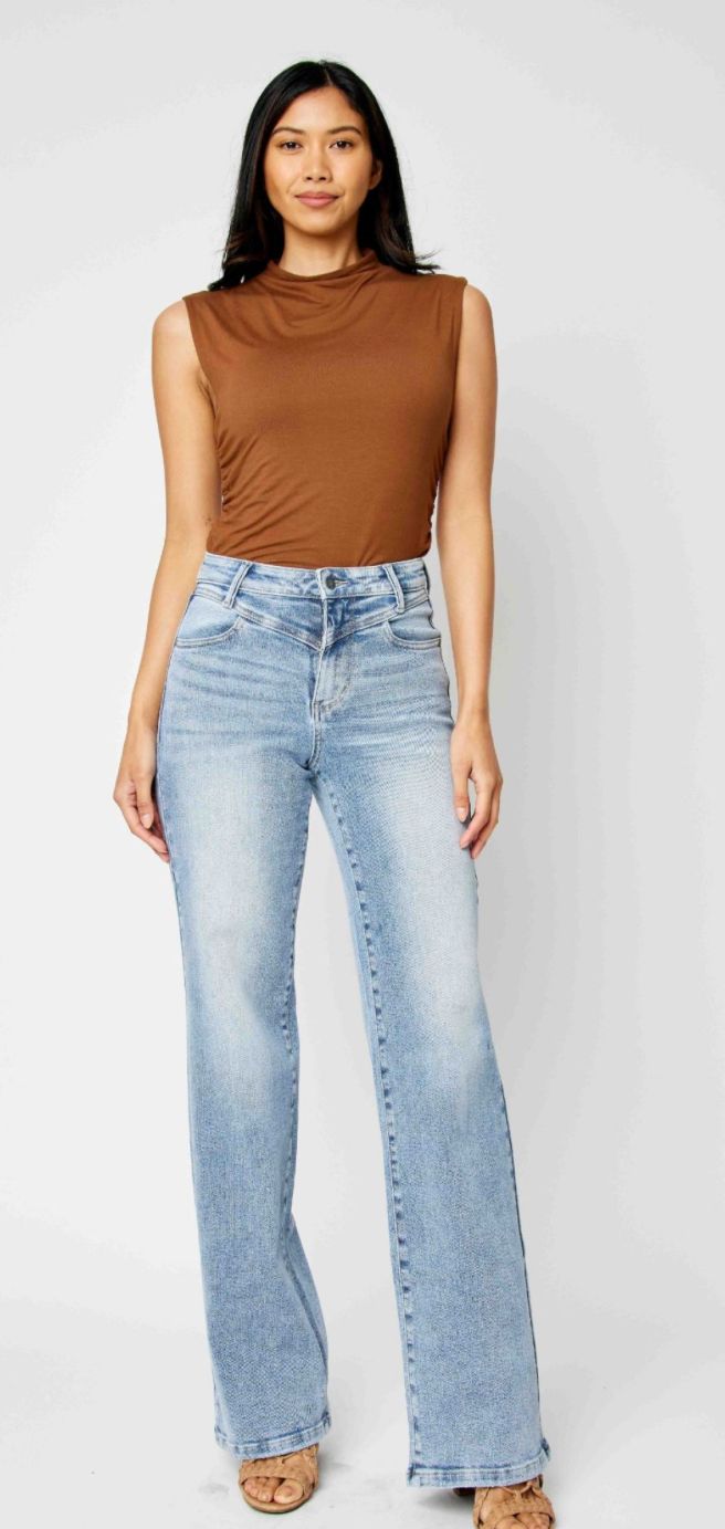 Judy Blue HW Front Yoke Retro Wide Jeans