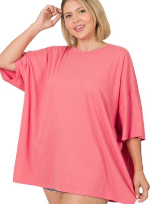 Zenana Cotton Drop Shoulder Boyfriend Tee