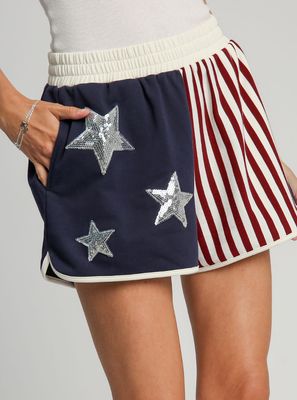 Umgee Us Flag Waistband Shorts  Details