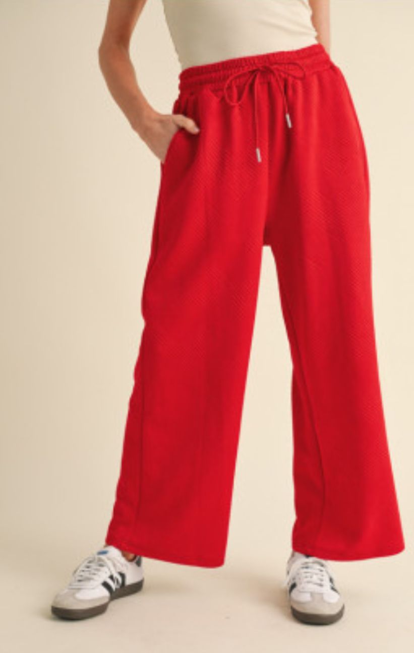 Textured pants w/drawstring by Jodifl