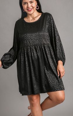 Umgee Animal Jacquard Print Long Sleeve Dress