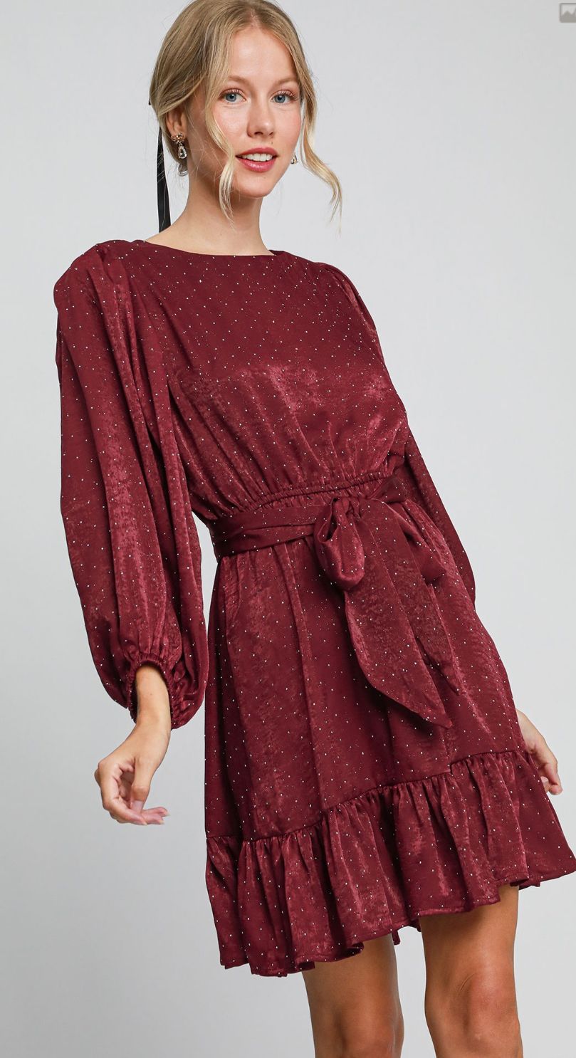 Umgee Rhinestone Satin Dress