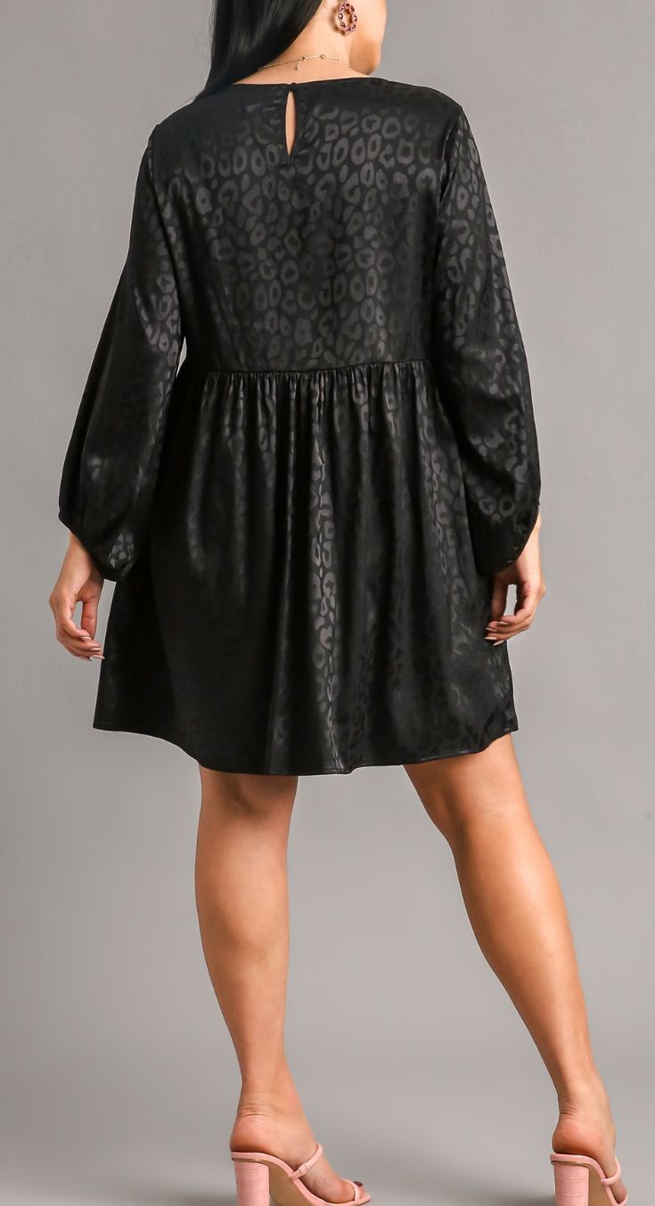 Umgee Animal Jacquard Print Long Sleeve Dress