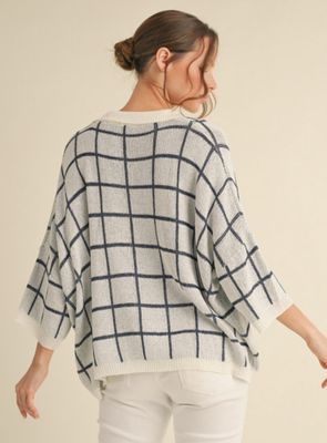 Jodifl Windowpane check knit pullover top