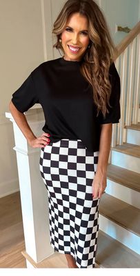 Jess Lea Checkered Printed Midi Skirt