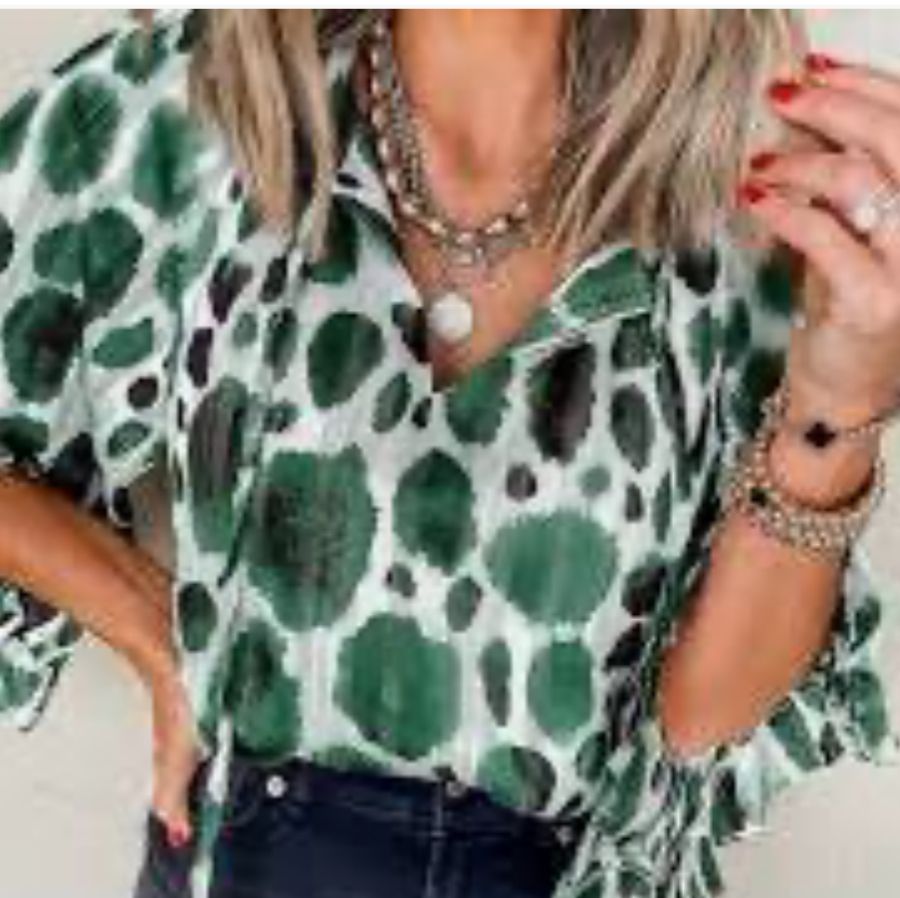 Spotted Green Blouse