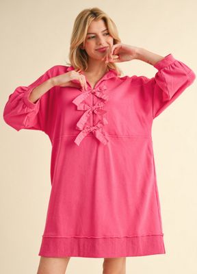 Jodifl cotton dress featuring bow tie closure