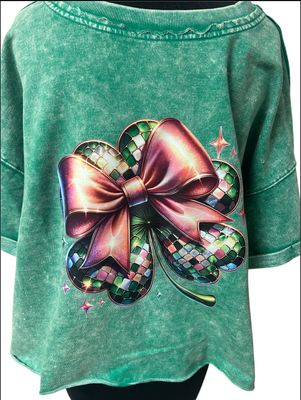 Disco Shamrock Zenana French Terry Acid Wash Tee