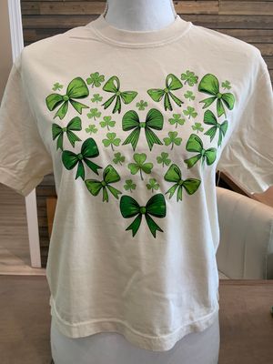 Bow and Clover heart women’sComfort Color boxy tee
