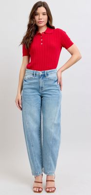 Judy Blue HW Side Panel Barrel Leg Jeans