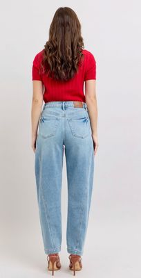 Judy Blue HW Side Panel Barrel Leg Jeans