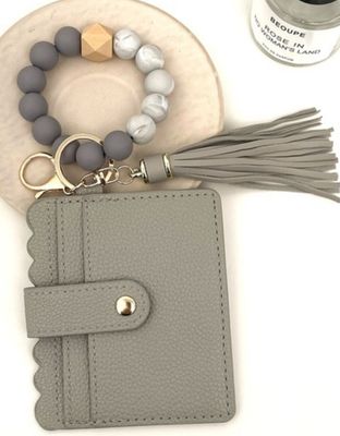 BEADED BRACELET KEYCHAIN CARD HOLDER WALLET