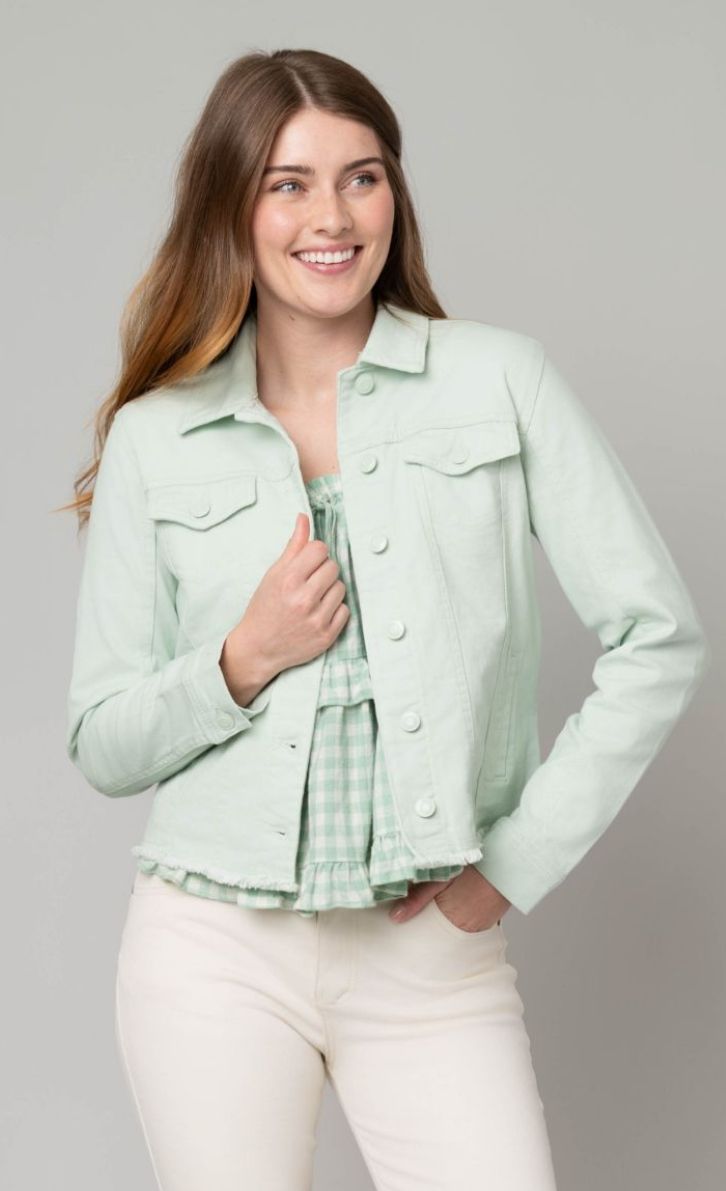 Frayed Denim Jacket w/novelty buttons