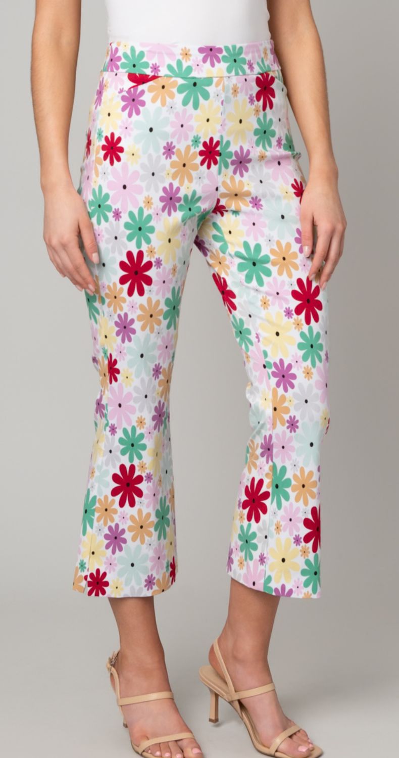 Eric Casual printed pull on Cropped Flare Pant